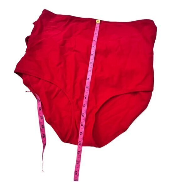 Solid Red Swimsuit Bottoms Swim Briefs Front Decorative Straps Detailing EUC 5XL - Picture 5 of 8